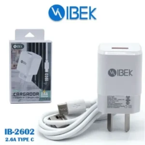 Cargador IBEK USB a Tipo C 2.6A IB-2602