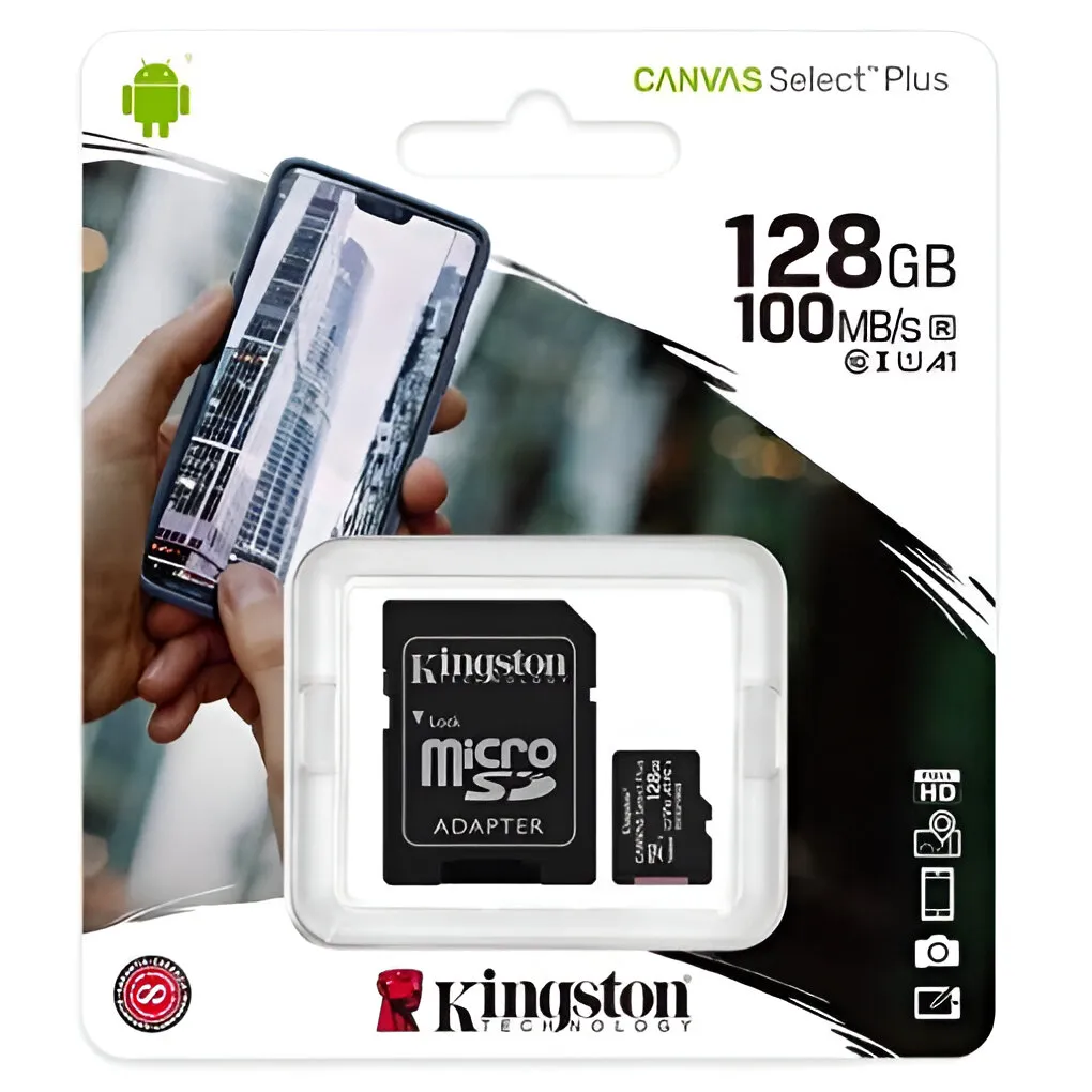 Micro sd 128gb clase 10 Kingston Canvas Select Plus 100mb/s
