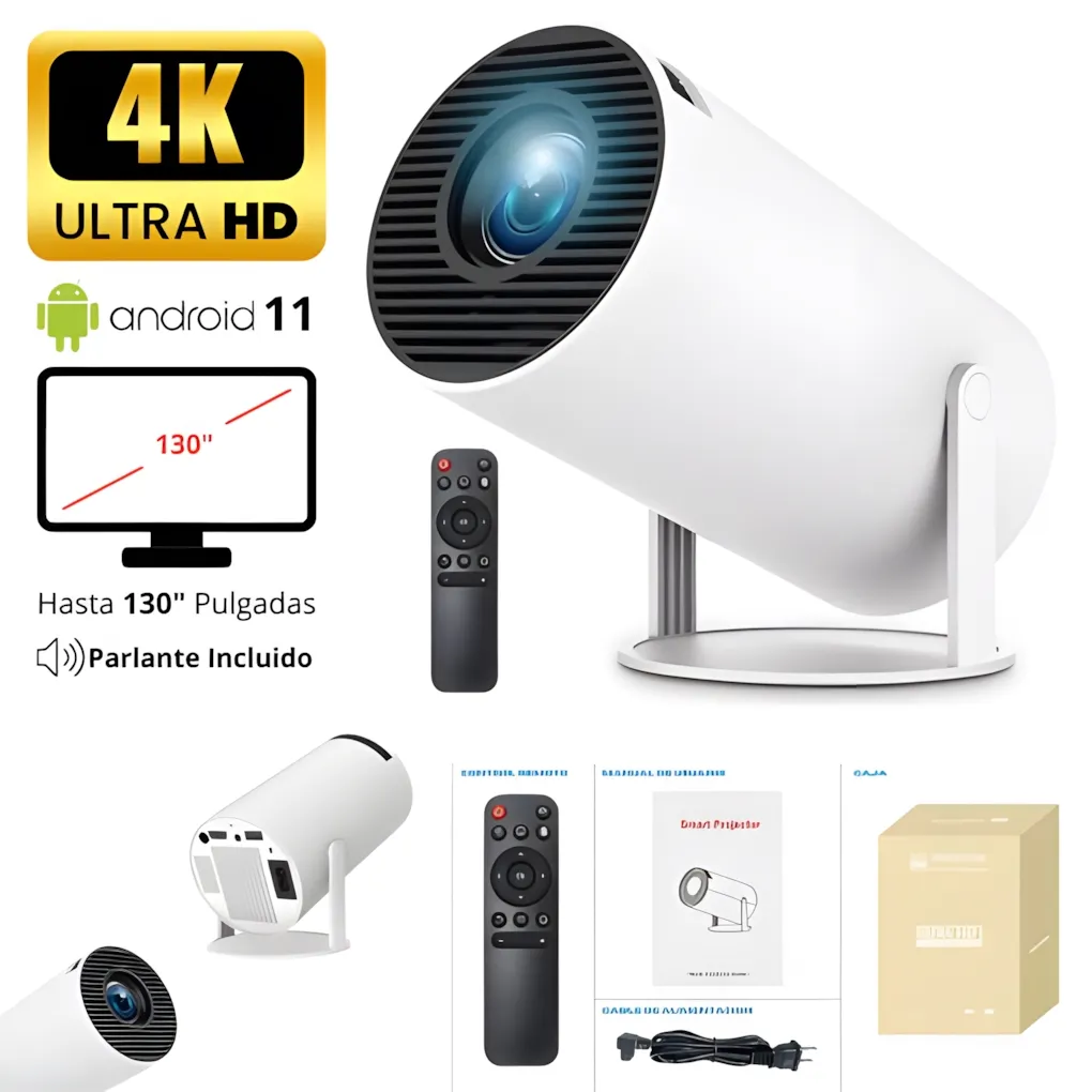 Proyector Ultra HD 4K Android 11 c/parlante | EL BAJO IMPORTADORA