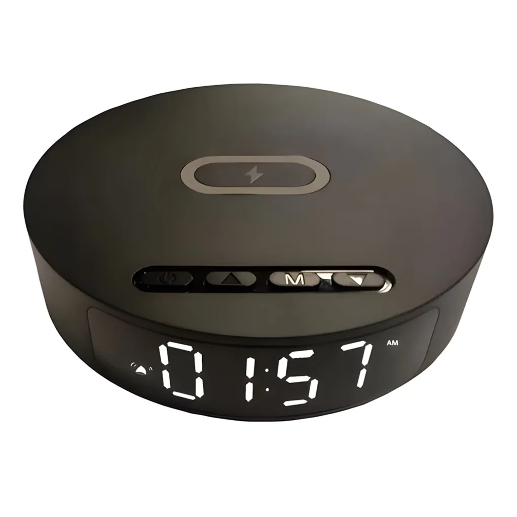 Reloj Digital Redondo con Carga Inalambrica AY-26 1 Reloj Digital Redondo con Carga Inalambrica AY-26