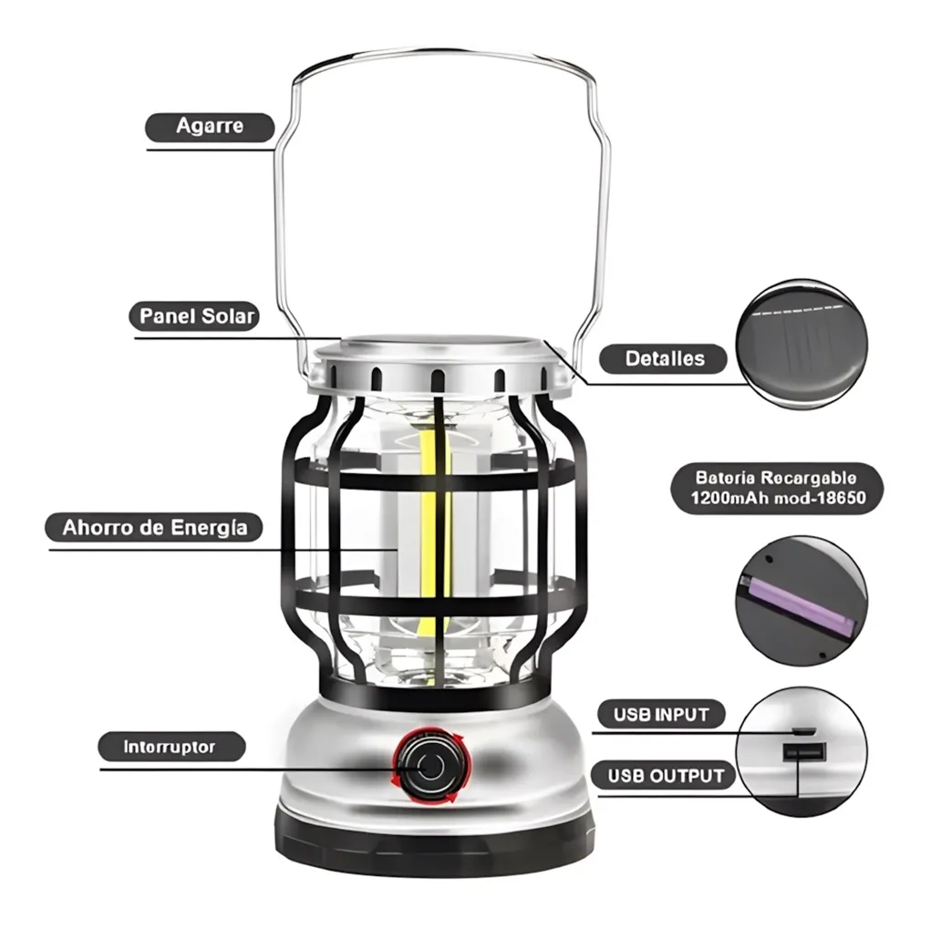 Lámpara de Camping Solar 11037Recargable K-22