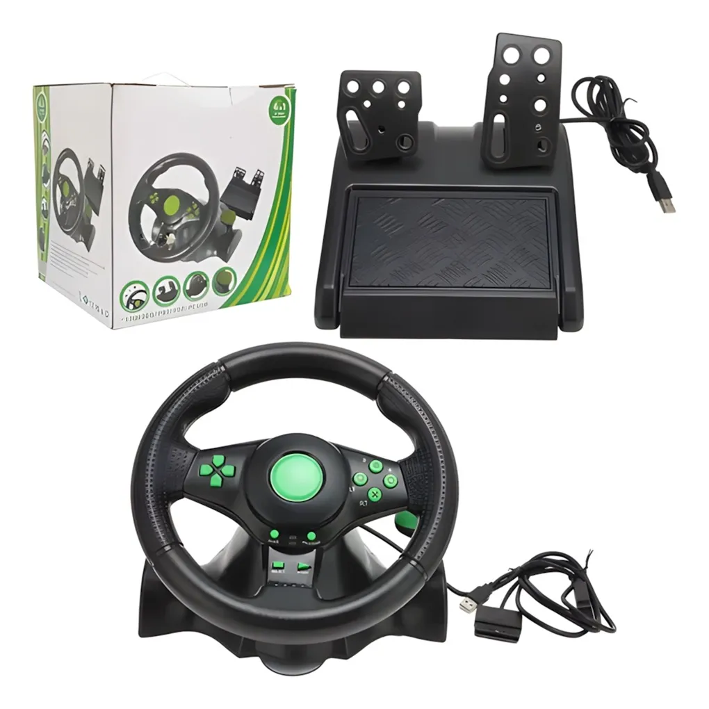 Volante y Pedal Vibration Steering X360 PS2 PS3 PC WIN 3 Volante y Pedal Vibration Steering X360/PS2/PS3/PC WIN
