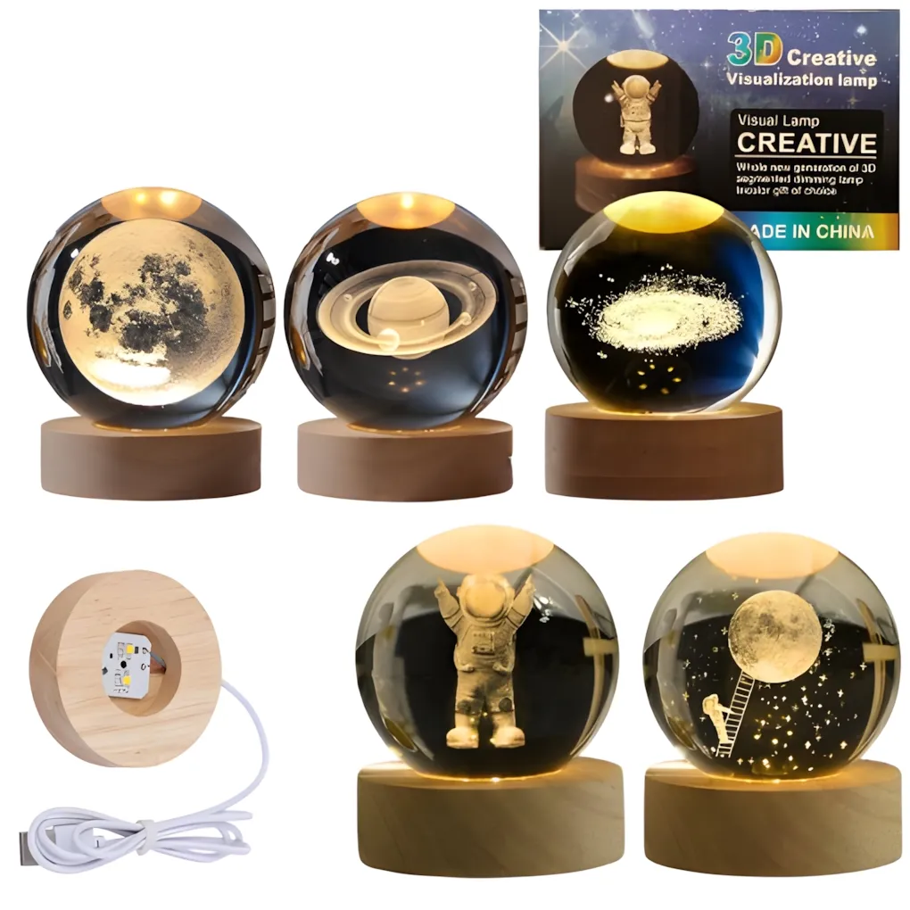 Esfera de Cristal 3D MINI CREATIVE QC 101 Esfera de Cristal 3D MINI CREATIVE Luna/Astronauta