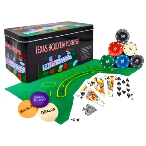 Fichas de Poker con paño y naipes