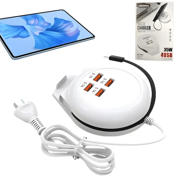 Cargador de 4 Puertos USB 35W Rack Charger Cargador de 4 Puertos USB 35W Rack Charger