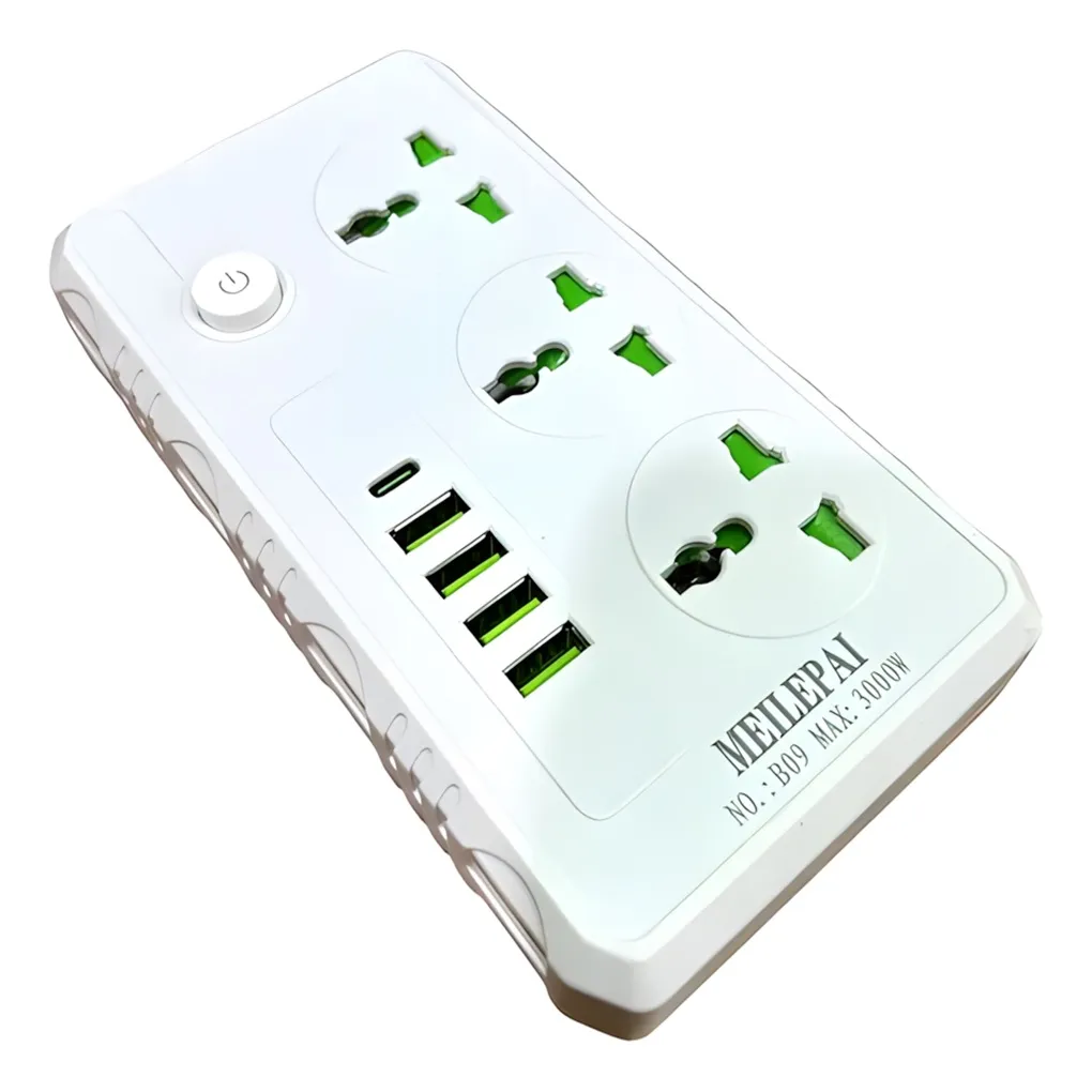 Zapatilla Power de 3 Enchufes + 4 USB + 1 USB-C Socket B09