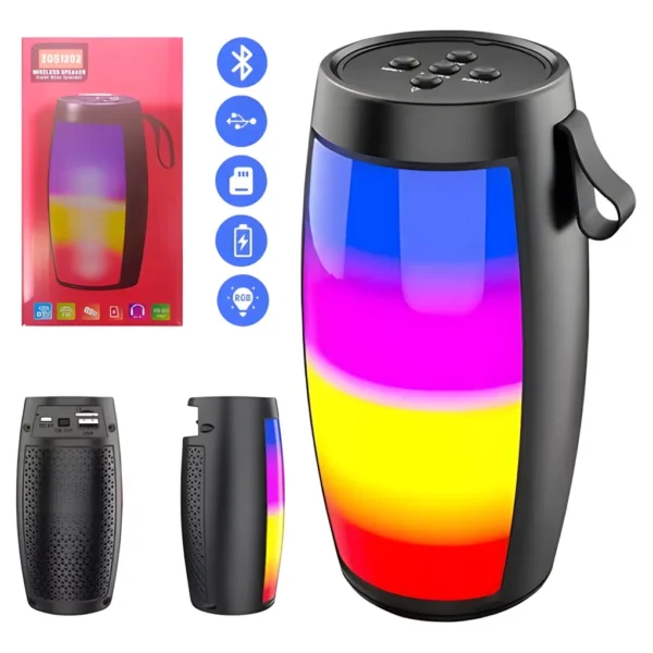 Parlante Bluetooth Portátil con Luz ZQS1201