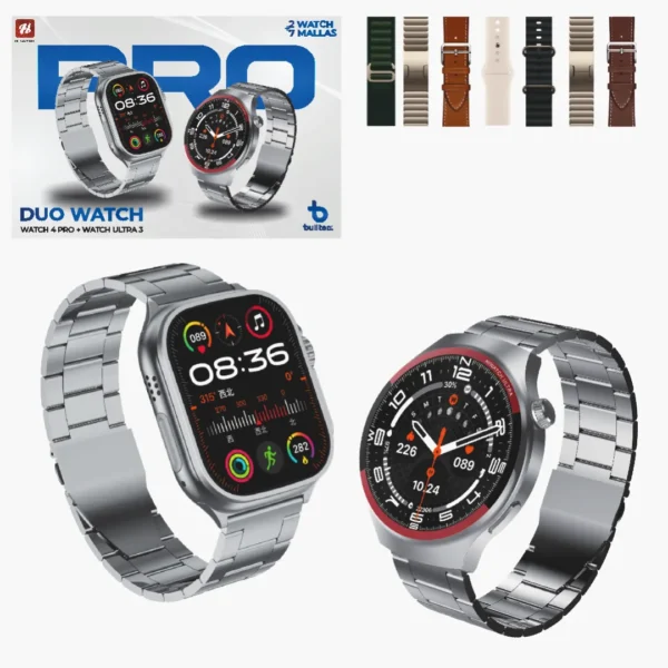 Set Dos Relojes Smartwatch + 7 Mallas Bulltec Duo Watch