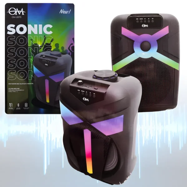 Parlante Bluetooth RGB 8″ Pulgadas SONIC OM 2073/2074