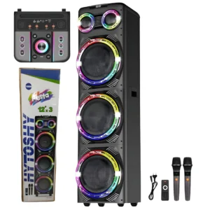 Parlante Torre RGB Bluetooth 3x 12″ Pulgadas con Doble Microfono HYTOSHY HY-312A