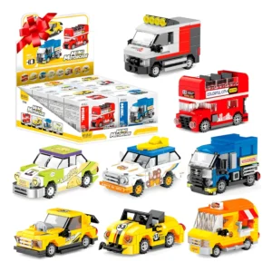 Mini Autos de Bloques Desarmables Caja x8 Uds