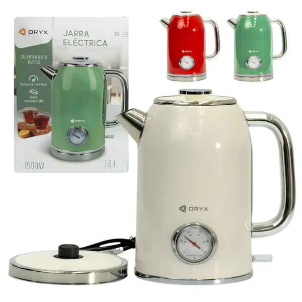 Pava Eléctrica Estilo Retro Alta Varios Colores 1500W 1.8L ORYX JEE03