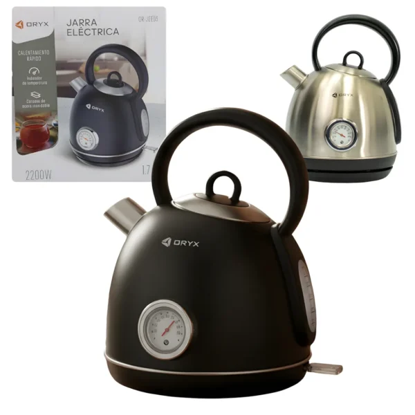 Pava Eléctrica Estilo Retro Redonda 2200W 1.7Lts ORYX OR-JEE03