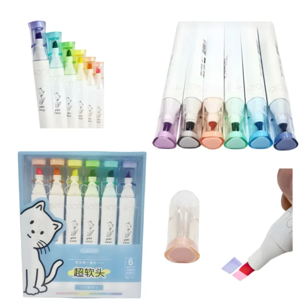 Resaltadores Pastel Soft Gatito x6 Unidades BC-757