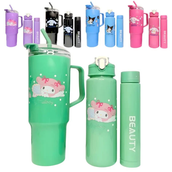 Set Vaso + 2 Botellas Diseño Personajes