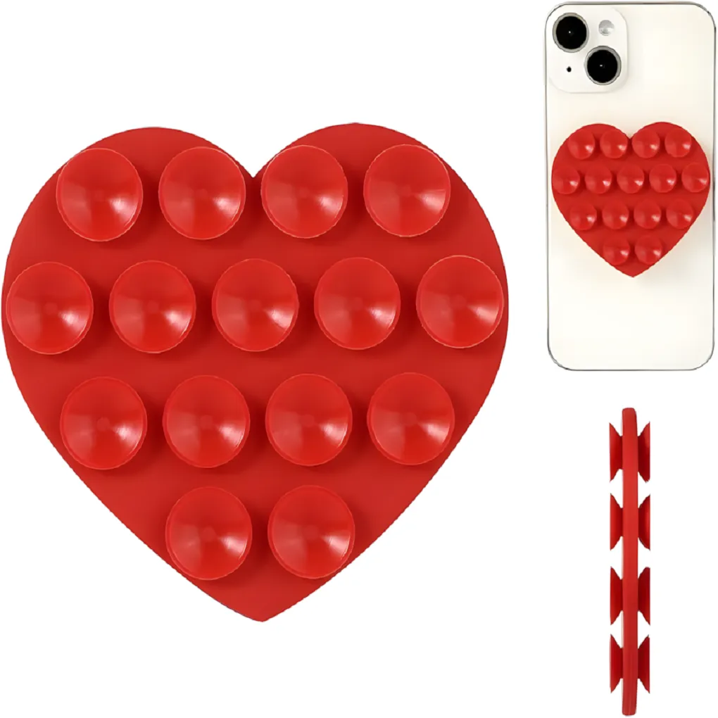 PEGATINA CELULAR DOBLE SOPAPA VENTOSA FORMA CORAZON