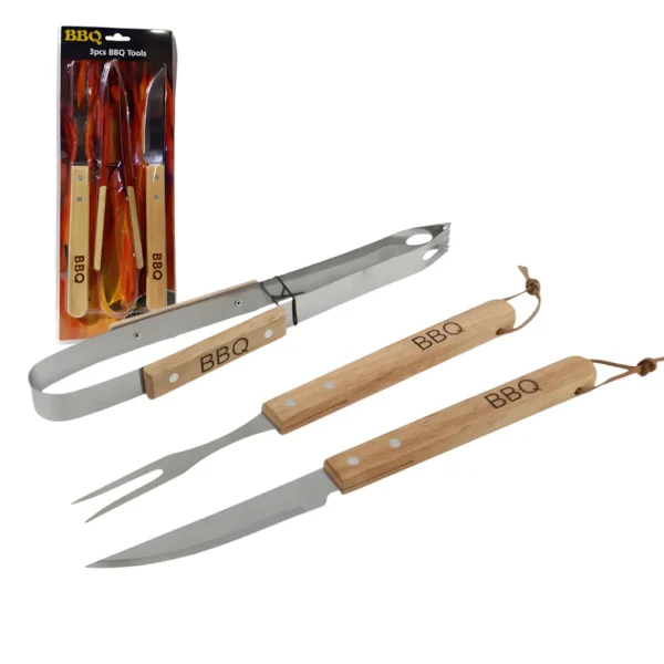 Kit Asador Madera BBQ 3PCS HOG0656