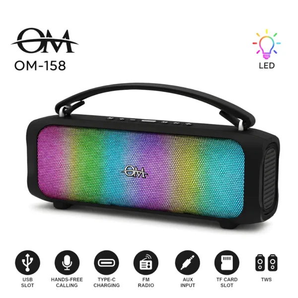 Parlante Bluetooth RGB AUX SD FM OM-158