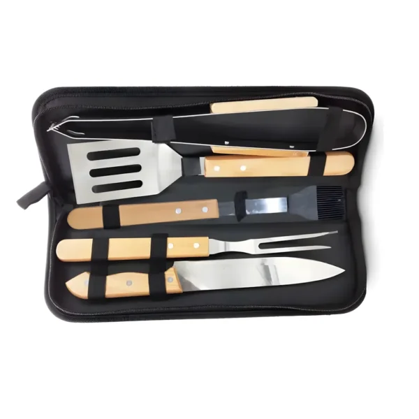 Set Parrillero Juego Asador Kit Asador X5 Combo Con Estuche