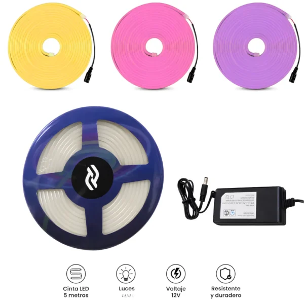 Tira Neon LED 5 Metros COLORES VARIOS 220v