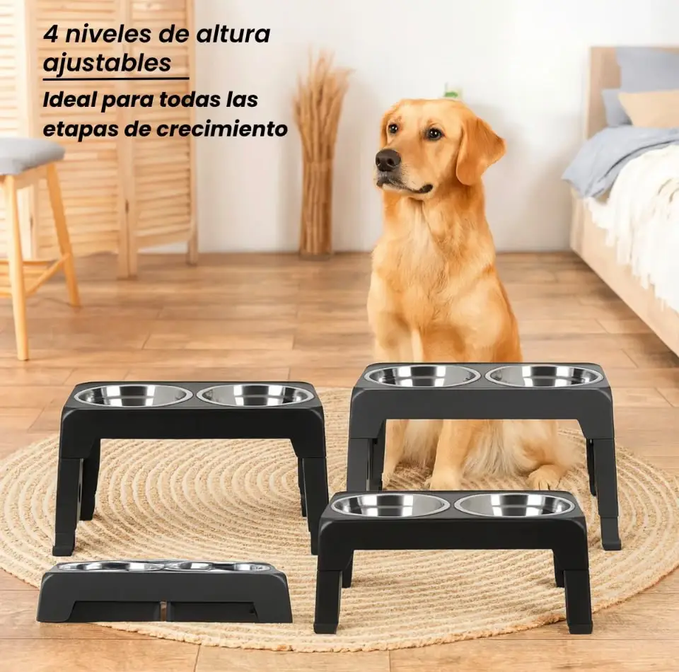 Comedero Bebedero Elevado Altura Ajustable