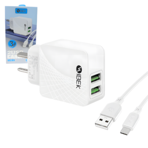 Cargador Ibek Tipo C IB-3025 2USB a Tipo C