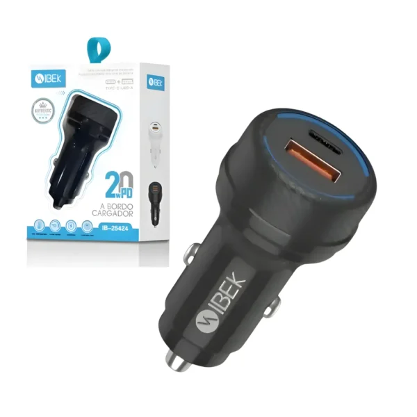 Cargador para Auto USB y Tipo C IBEK IB-25424